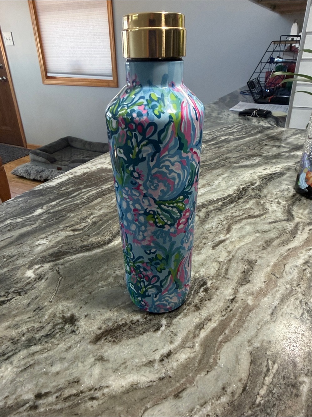 Lilly Pulitzer Multicolor Floral Insulated Bottle with Gold Lid